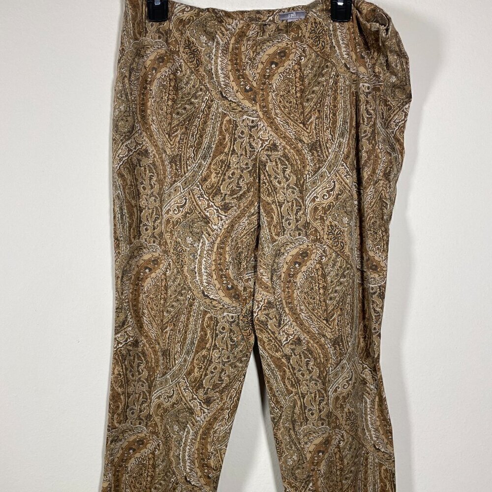 J Jill Pants Womens Stretch Paisley Brown Cropped Petite 12